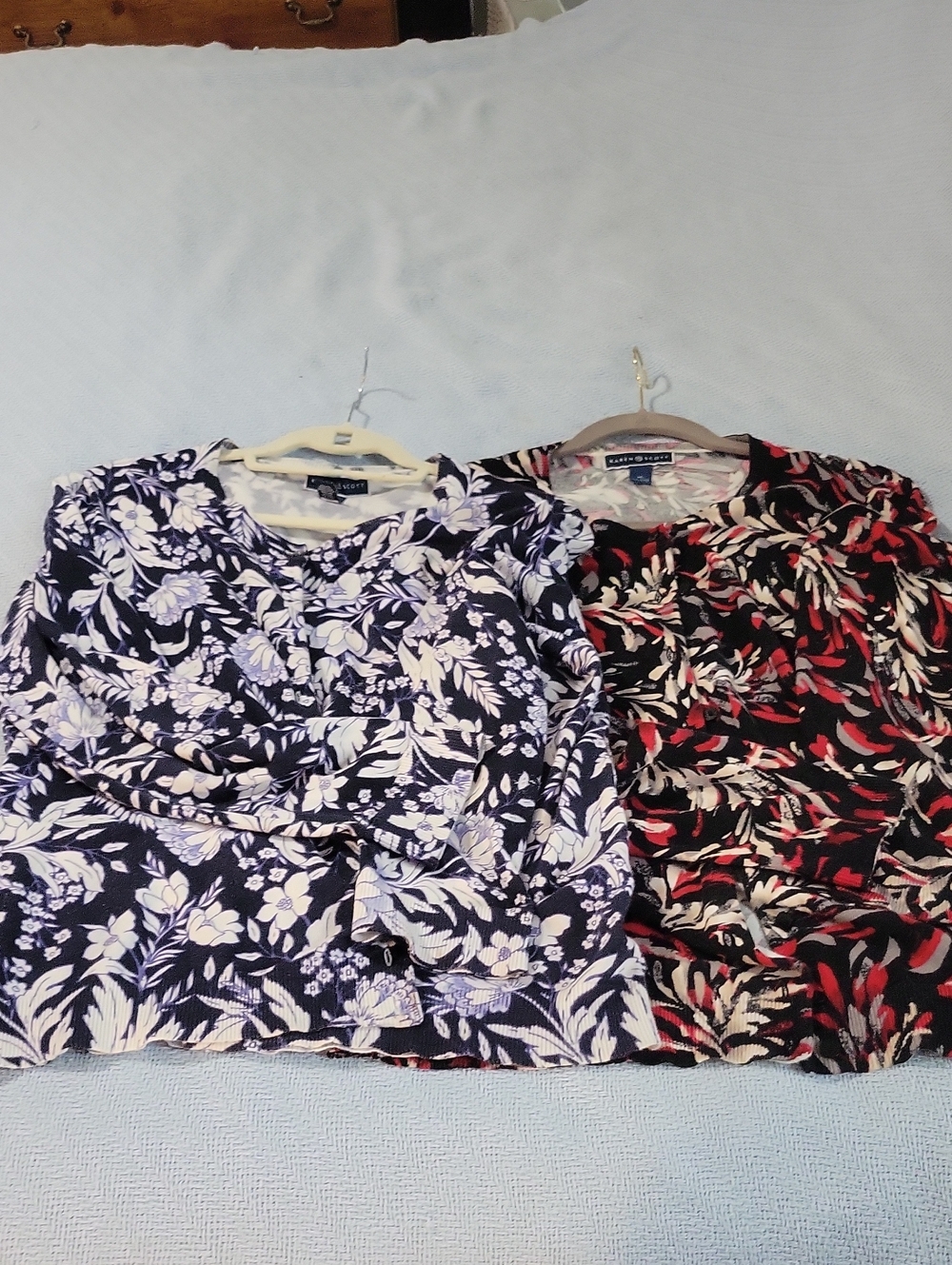 Karen Scott Navy Floral Long Sleeve Cardigan